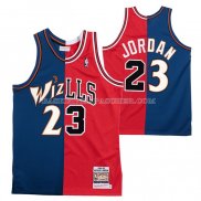 Maillot Chicago Bulls Washington Wizards Michael Jordan NO 23 Split Bleu Rouge