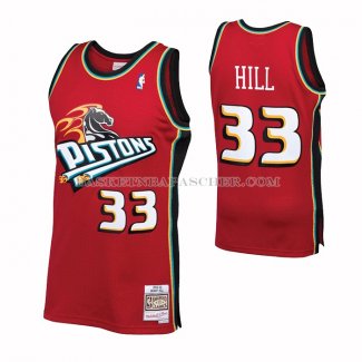 Maillot Detroit Pistons Grant Hill NO 33 Mitchell & Ness 1999-00 Rouge