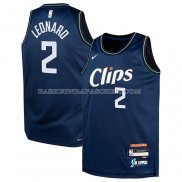 Maillot Enfant Los Angeles Clippers Kawhi Leonard NO 2 Ville 2023-24 Bleu