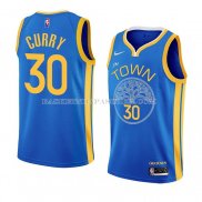 Maillot Golden State Warriors Stephen Curry NO 30 Earned 2022-23 Bleu