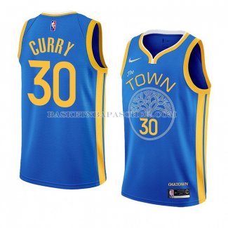 Maillot Golden State Warriors Stephen Curry NO 30 Earned 2022-23 Bleu