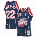 Maillot Houston Rockets Clyde Drexler NO 22 Mitchell & Ness 1996-97 Bleu