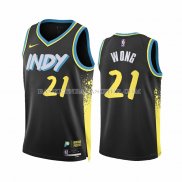 Maillot Indiana Pacers Isaiah Wong NO 21 Ville 2023-24 Noir
