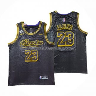 Maillot Los Angeles Lakers LeBron James NO 23 Crenshaw Black Mamba Noir