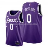 Maillot Los Angeles Lakers Russell Westbrook NO 0 Ville 2021-22 Volet Maillot Los Angeles Lakers Russell Westbrook NO 0 Ville 2021-22 Volet