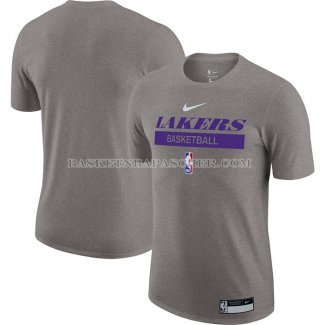 Maillot Manche Courte Los Angeles Lakers Practice Performance 2022-23 Gris