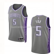 Maillot Sacramento Kings De'aaron Fox NO 5 Ville 2022-23 Gris