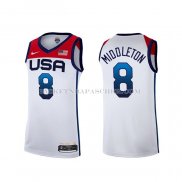 Maillot USA 2021 Khris Middleton No 8 Blanc