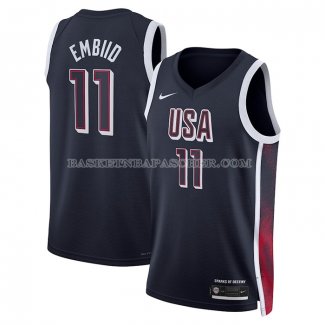 Maillot USA 2024 Joel Embiid NO 11 Bleu