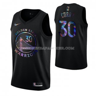 Maillot Golden State Warriors Stephen Curry Iridescent Logo Noir
