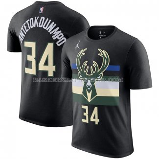 Maillot Manche Courte Milwaukee Bucks Giannis Antetokounmpo Statement Noir