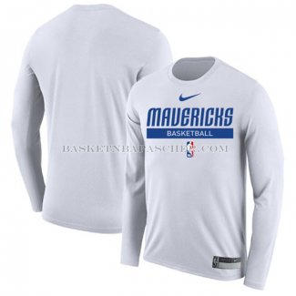 Maillot Manches Longues Dallas Mavericks Practice Performance 2022-23 Blanc