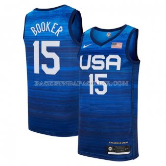 Maillot USA 2021 Devin Booker No 15 Bleu