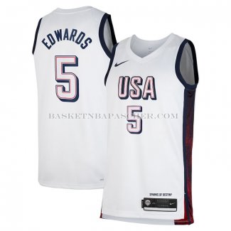 Maillot USA 2024 Anthony Edwards NO 5 Blanc