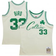 Maillot Boston Celtics Larry Bird NO 33 Mitchell & Ness Chainstitch Creme
