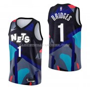 Maillot Brooklyn Nets Mikal Bridges NO 1 Ville 2023-24 Noir