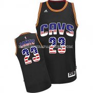 Maillot Cleveland Cavaliers Drapeau Americain James Noir