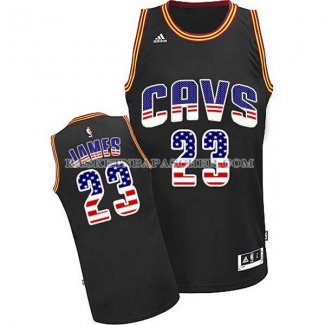 Maillot Cleveland Cavaliers Drapeau Americain James Noir