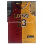 Maillot Cleveland Cavaliers Los Angeles Lakers LeBron James NO 23 Split Rouge Jaune