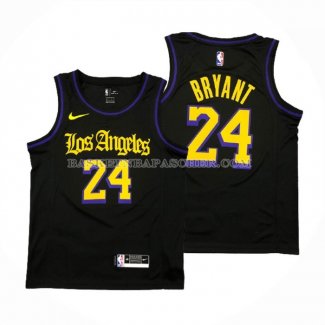 Maillot Los Angeles Lakers Kobe Bryant NO 24 Ville 2019-20 Noir