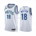 Maillot Minnesota Timberwolves Shake Milton NO 18 Classic 2023-24 Blanc