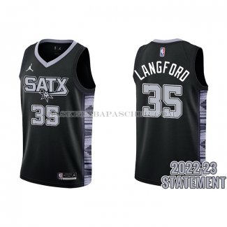 Maillot San Antonio Spurs Romeo Langford NO 35 Statement 2022-23 Noir