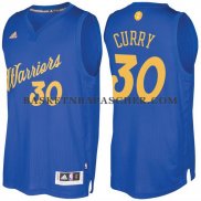 Maillot Authentique Noel Golden State Warriors Curry 2016-17 Ble