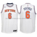 Maillot Enfant New York Knicks Kristaps Porzingis 2017-18Blanc