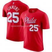 Maillot Manche Courte Philadelphia 76ers Ben Simmons Statement Rouge