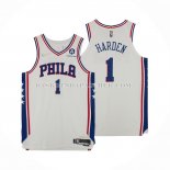 Maillot Philadelphia 76ers James Harden NO 1 Association Authentique Blanc