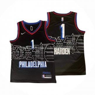 Maillot Philadelphia 76ers James Harden NO 1 Ville 2020-21 Noir