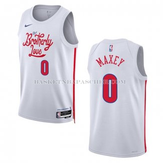 Maillot Philadelphia 76ers Tyrese Maxey NO 0 Ville 2022-23 Blanc