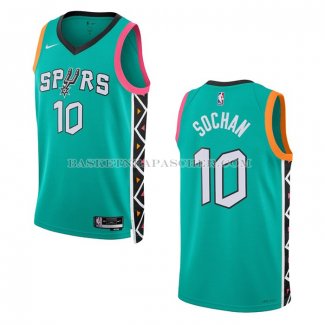 Maillot San Antonio Spurs Jeremy Sochan NO 10 Ville 2022-23 Vert