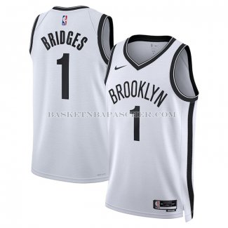 Maillot Brooklyn Nets Mikal Bridges NO 1 Association 2022-23 Blanc