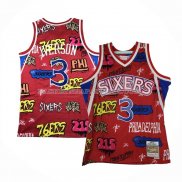 Maillot Philadelphia 76ers Allen Iverson Slap Sticker Mitchell & Ness 1996-97 Rouge