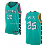 Maillot San Antonio Spurs Jakob Poeltl NO 25 Ville 2022-23 Vert