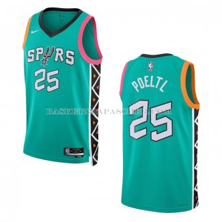 Maillot San Antonio Spurs Jakob Poeltl NO 25 Ville 2022-23 Vert