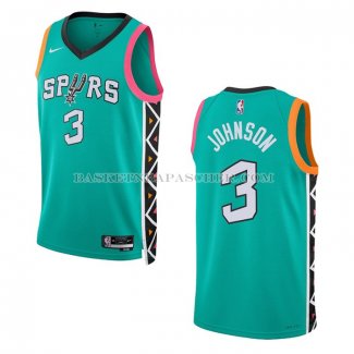 Maillot San Antonio Spurs Keldon Johnson NO 3 Ville 2022-23 Vert