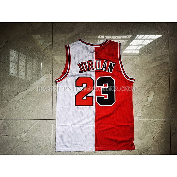 Maillot Chicago Bulls Michael Jordan NO 23 Split Blanc Rouge