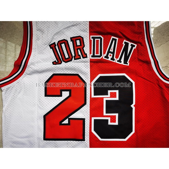 Maillot Chicago Bulls Michael Jordan NO 23 Split Blanc Rouge