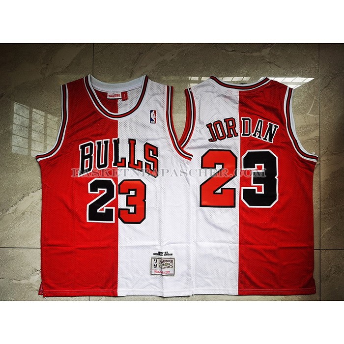 Maillot Chicago Bulls Michael Jordan NO 23 Split Blanc Rouge