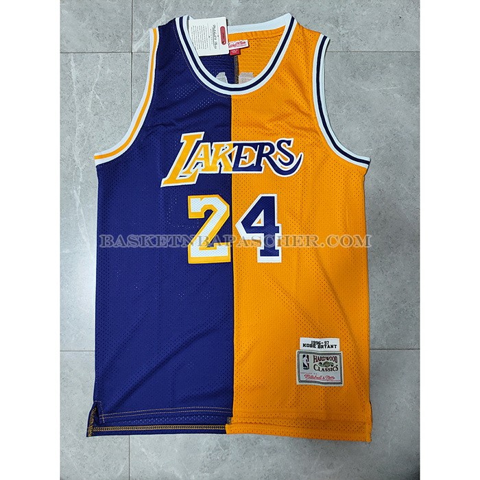 Maillot Los Angeles Lakers Kobe Bryant NO 24 Mitchell & Ness 1996-97 Split Jaune Volet