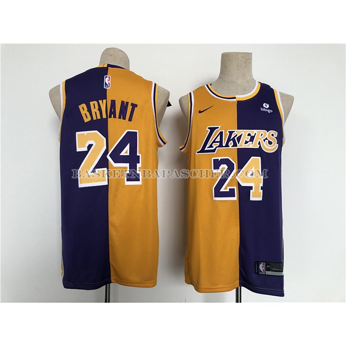 Maillot Los Angeles Lakers Kobe Bryant NO 24 Split Jaune Volet