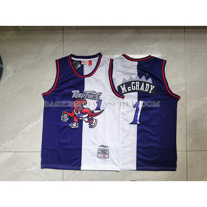 Maillot Tornto Raptors Tracy McGrady NO 1 Mitchell & Ness 1998-99 Split Volet Blanc