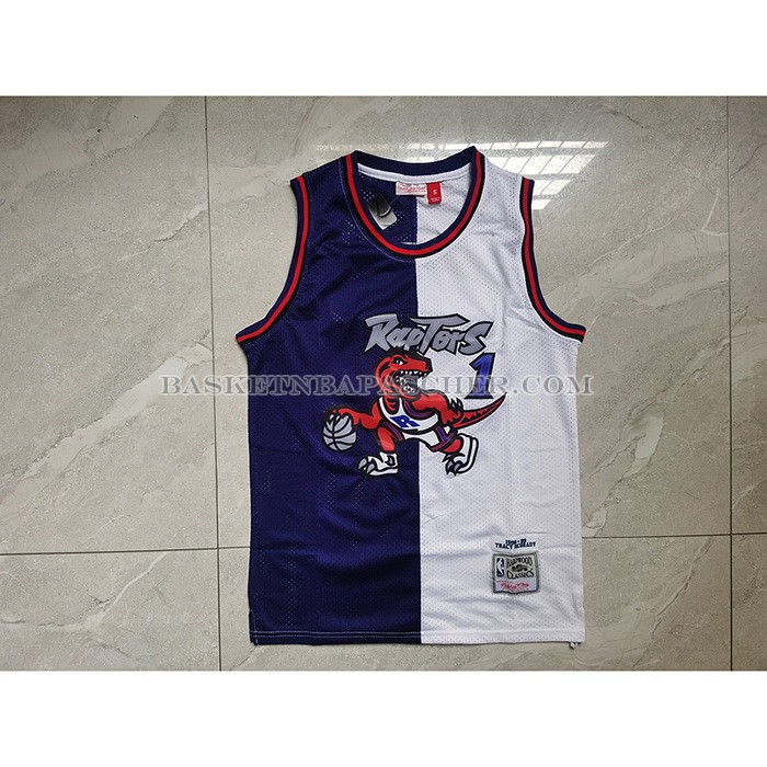 Maillot Tornto Raptors Tracy McGrady NO 1 Mitchell & Ness 1998-99 Split Volet Blanc